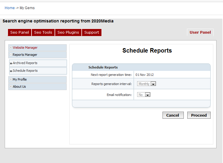 Scheduled Reports setting in SEOPanel