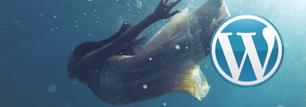 wordpress logo over a swimming woman